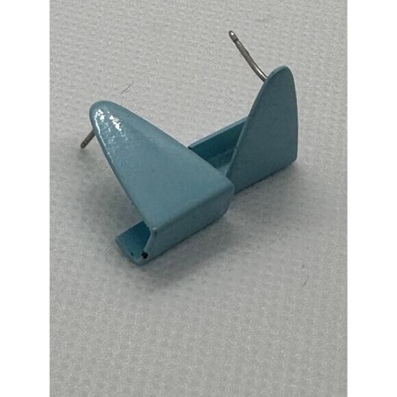 Triangle Geometry Baby Blue Pierced Post Back Stud Earrings - Picture 6 of 10